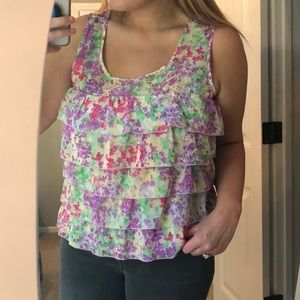 Sunset Road Cottagecore Floral Ruffle Top Sz 12